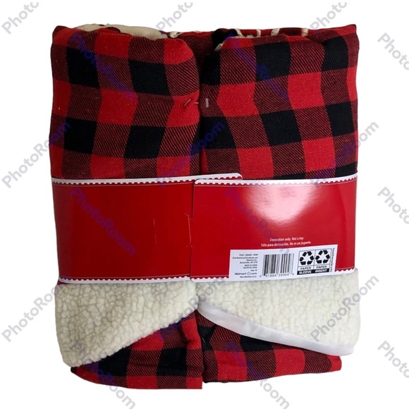 Holiday Time Christmas Home For The Holidays Fleece Tree Skirt Plaid Red 48" New - Picture 2 of 3